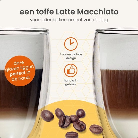 Verres à café Goliving à double paroi - tasses à café - Tasses - Verres - Verres à thé - Latte macchiato - Cappuccino - Lot de 6