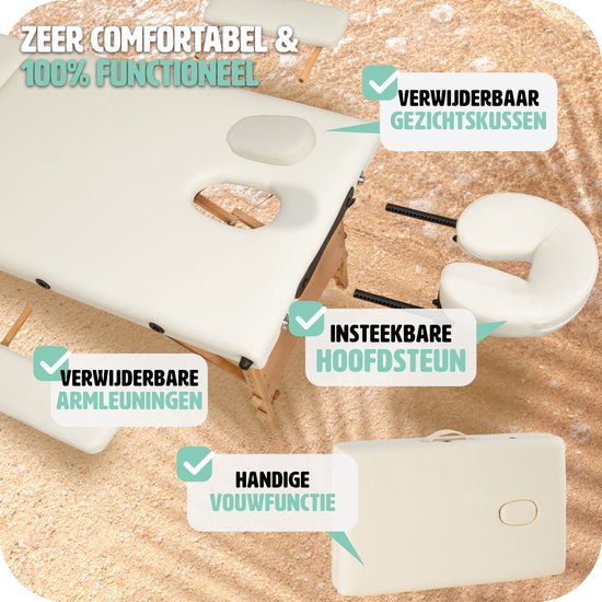 Table de massage mobile 2 zones beige - 5cm + sac de transport - 401462