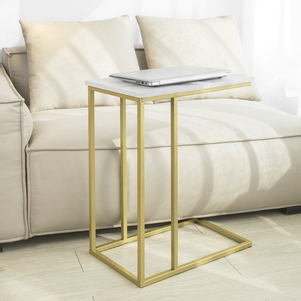 SoBuy FBT87-G Table d'appoint industrielle - Cadre doré - 48x61x30 cm