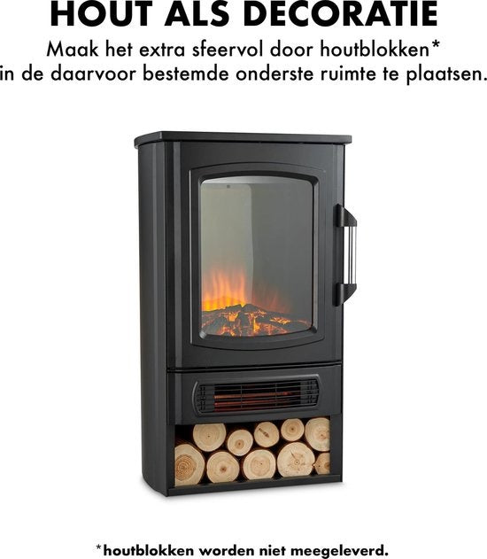 MOA Cheminée électrique EFS183 - Cheminée d'ambiance et chauffage - 2000W - Flammes réalistes - Espace Décoration Bois - Noir