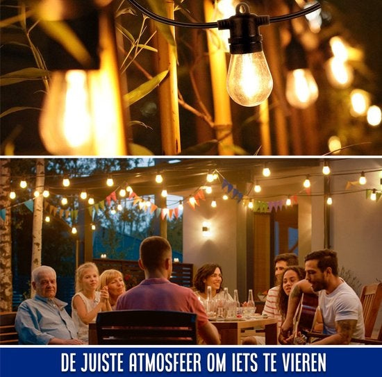 SHINE - Guirlande lumineuse d'extérieur - Guirlande lumineuse à énergie solaire - Cordon d'allumage à leds solaires - Éclairage de fête - Guirlande d'ampoules - Éclairage de jardin - Éclairage d'ambiance vintage - 15 ampoules à leds enfichables avec téléc