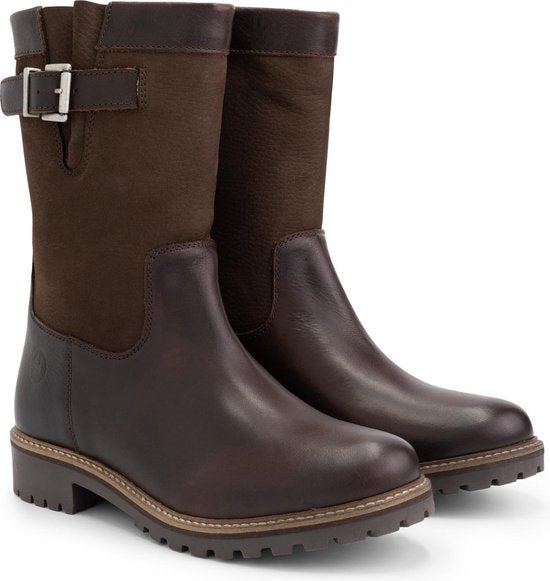 Travelin' Gyland Bottes en cuir pour dames - Bottes doublées de laine - Cuir marron foncé