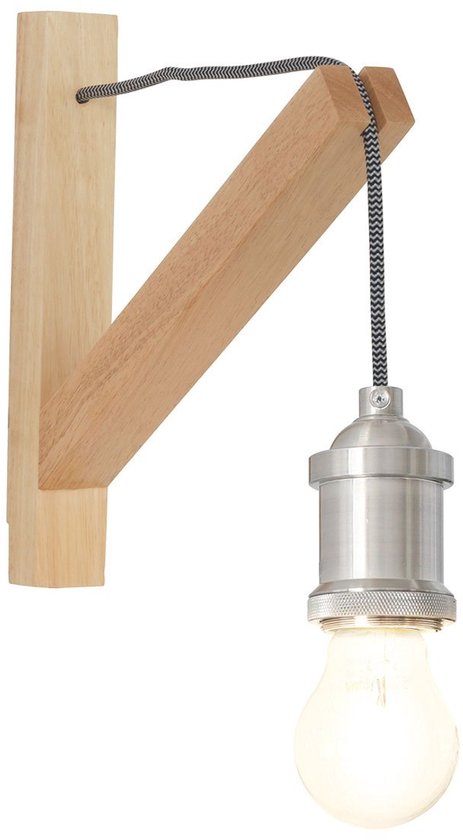 Applique murale Mexlite Dion 7787BE, bois brun, 30 x 28 cm, avec interrupteur marche/arrêt, pour l'intérieur, style scandinave