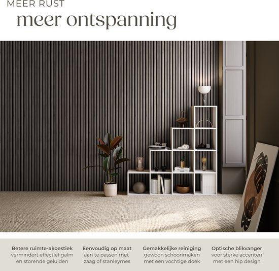 Panneaux acoustiques tectake® - Lot de 4 - Panneau mural acoustique - 50 x 110 cm - 2,2 m² - Panneaux muraux aux dimensions ajustables - Panneau à lattes en MDF et placage de bois - Isolation acoustique - Décoration murale élégante - Montage facile - Gris