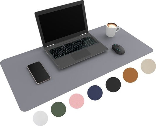 WURK Tapis de bureau professionnel en cuir synthétique - Organiseur de bureau - Accessoires de bureau - Tapis de souris XXL - Avec clip de câble - 80x40 - Gris