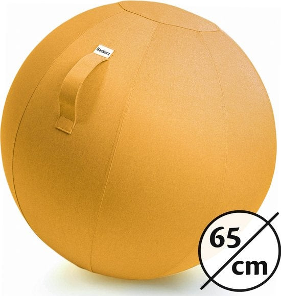 Backerz® Zitbal Linnen 65 CM - Zitballen met Hoes - Balanskruk – Luxe Yoga Bal - Ergonomische Bureaustoel Bal - Geel