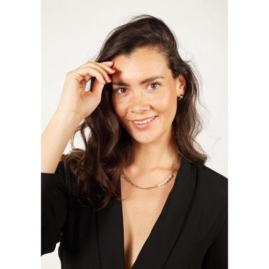 Laura Ferini Ladies Necklace Perla Silver - Chaîne à maillons asymétriques en argent avec perles - plaqué or blanc 18K - Collier - Collier - Bijoux - Accessoires - Collier pour dames avec perles