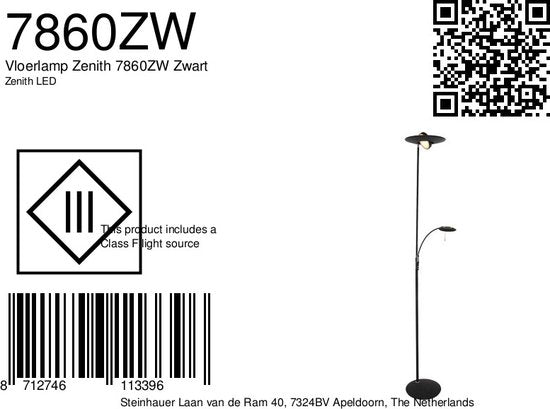 Lampadaire Steinhauer Zenith LED - Noir