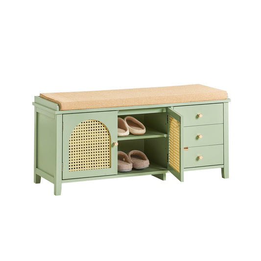 Meuble à chaussures - SoBuy - Meuble de rangement - Avec 3 tiroirs, 1 coussin rembourré et 2 portes