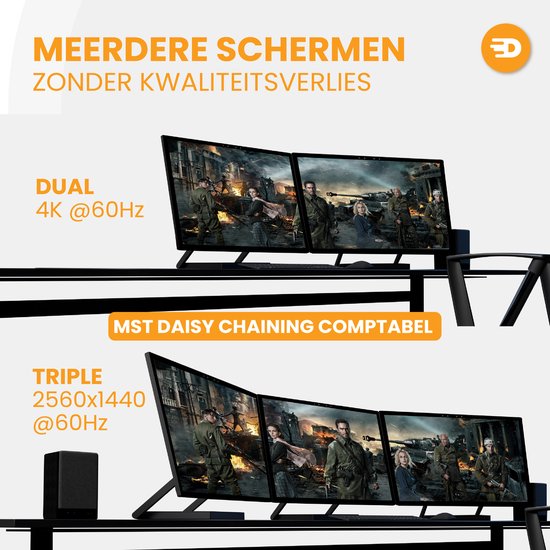Drivv. Câble Displayport - 8K 60Hz - 4K 144 Hz - 32.4GBps - Displayport 1.4 - Câble DP - 1 mètre - Gris moderne