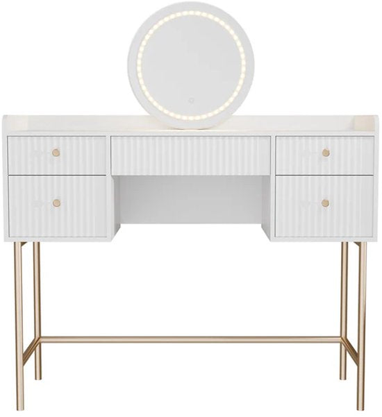 Coiffeuse Samira - Miroir et LED inclus - Blanc