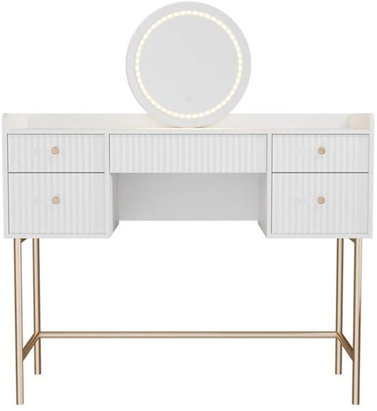 Coiffeuse Samira - Miroir et LED inclus - Blanc