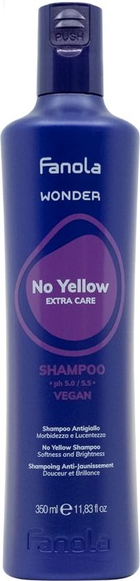 Shampooing Fanola Wonder No Yellow - Neutralise les reflets jaunes des cheveux blonds - 350 ml