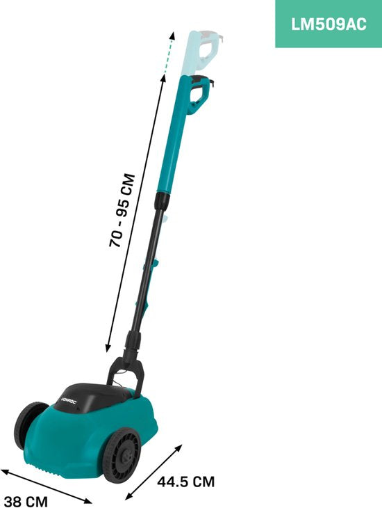 VONROC Mini tondeuse électrique - 350W - 22 cm - Tonte et mulching en un - Trois hauteurs de coupe réglables : 30mm, 40mm, 50mm - Outil de nettoyage inclus