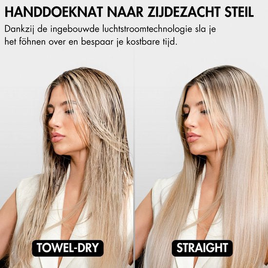 Sansbeauté® Sanstraight Straightener Wet-to-Dry with Travel Pouch - 2 in 1 - Hair Dryer & Straighteners - Coldshot - 80℃ to 140℃ - Hair Straigthener - Hair Straightener - Lisseur Cheveux - Alternative Steam Straightener