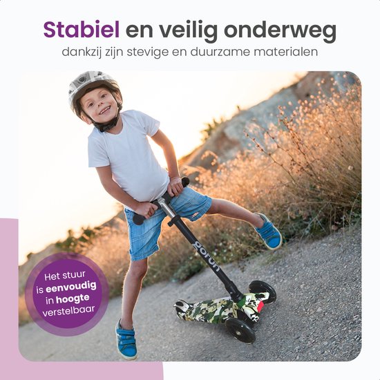 Trottinette pour enfants - Gofun - Roues lumineuses - Pliable - 3-8 ans - Réglable - Antidérapante - 85 x 58 x 23 cm - Noir