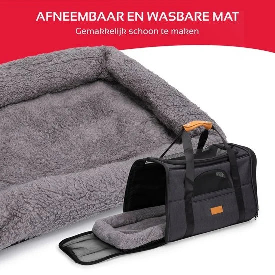 Sac de voyage Maxxpro pour chien/chat - avec bandoulière et poignée - 44 x 31 x 34 CM - comprend un plateau pliable pour la nourriture - jusqu'à 5 KG - gris