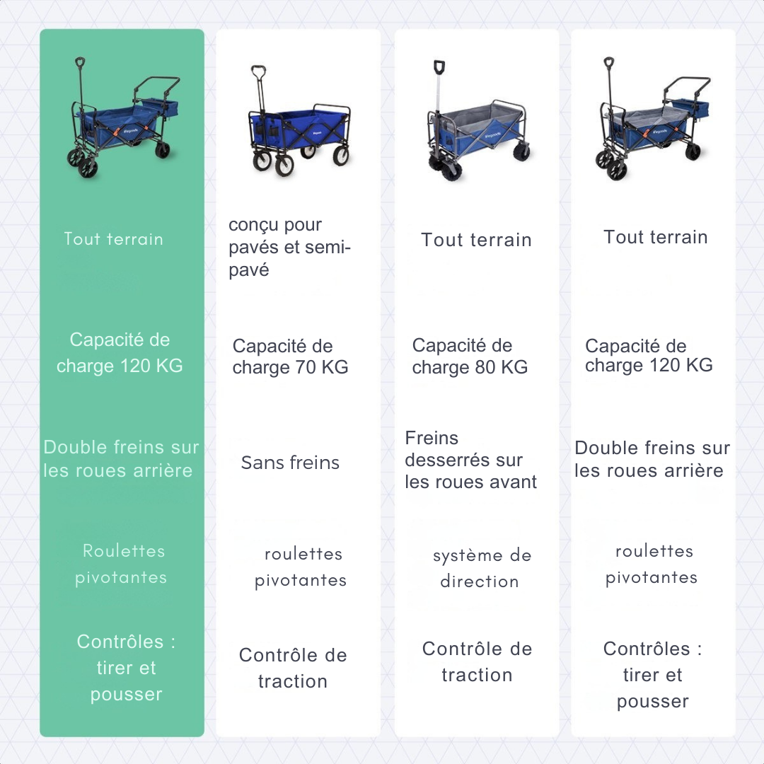 Chariot LifeGoods - Pliable - Jusqu'à 120KG - 90L - Polyester lavable - 120x80cm - Bleu