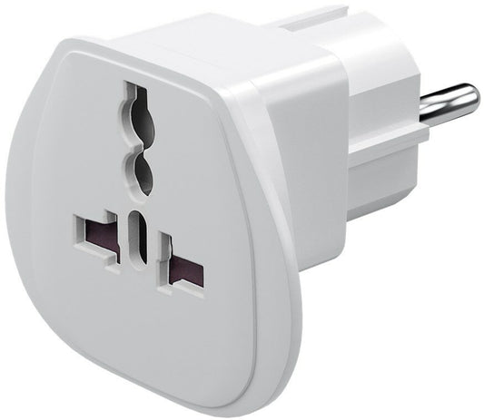 goobay  Adaptateur de voyage « World to EU » blanc - Type F vers UK/CH/IT/US/JP - 16 A - 65 x 51 x 51 mm