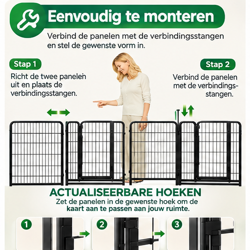 Yaheetech Enclos pour chiots, 8 pièces - Noir - 194,5 x 66 x 80 cm - Pliable avec fermeture rapide