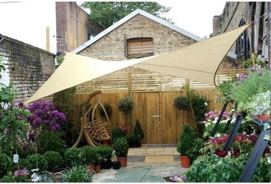 Perel Toile d'ombrage, perméable à l'eau, perméable à l'air, 5 x 5 m, 180 g/m², HDPE, carré, champagne