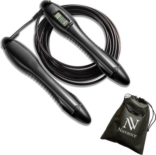 Nuvance - Corde à sauter sportive professionnelle avec compteur - réglable - adultes et enfants - Corde à sauter - Speedrope
