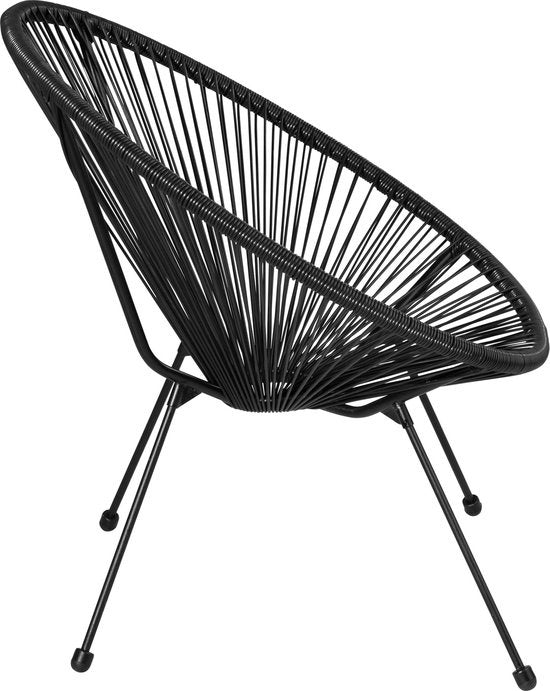 tectake® - Salon de jardin bistrot - 2 chaises et 1 table - Chaises rétro de style Acapulco - Résiste aux intempéries à l'intérieur et à l'extérieur - Salon de jardin pour terrasse ou balcon - Noir