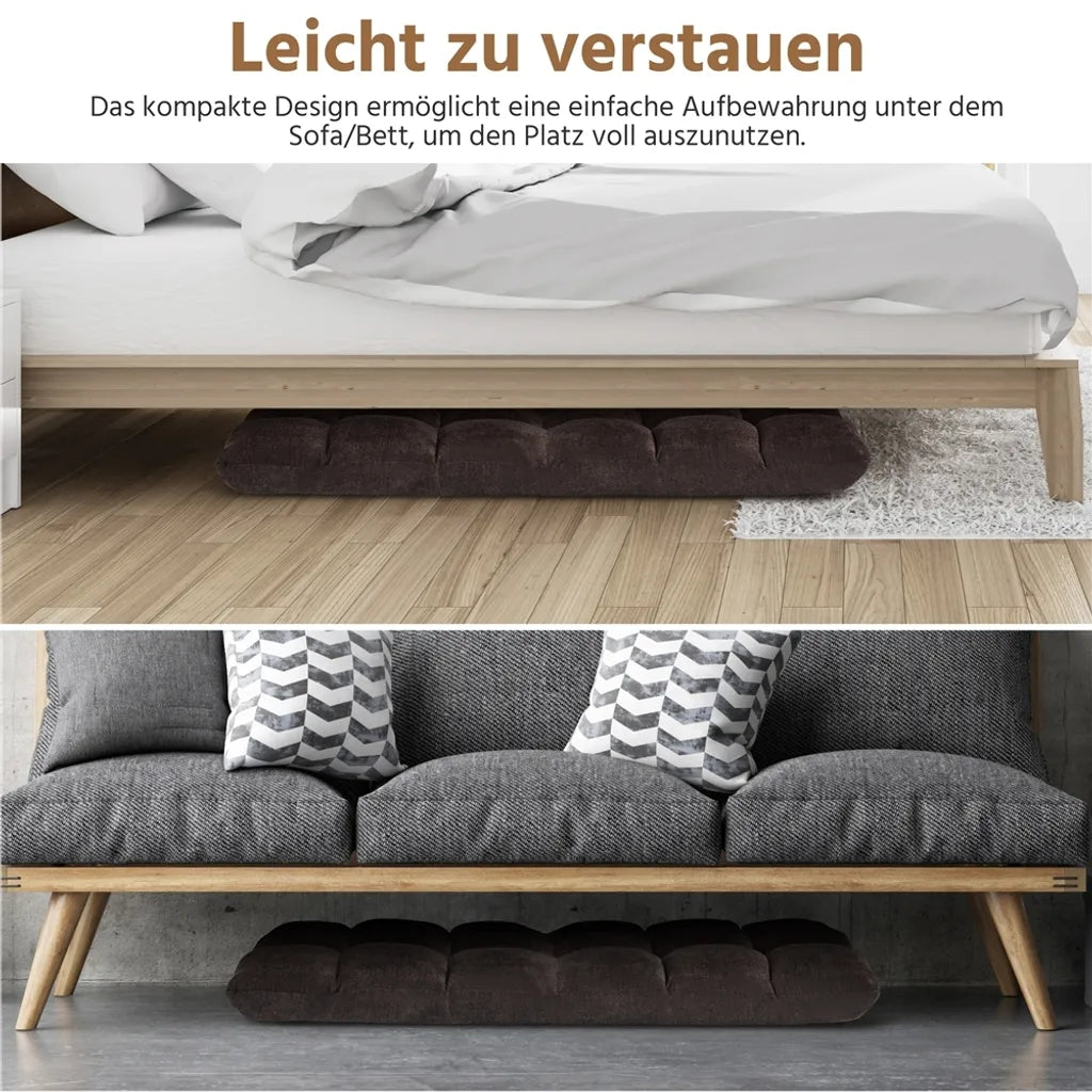 Chaise de sol réglable Yaheetech - Marron - Chaise de détente pliable avec 14 positions réglables