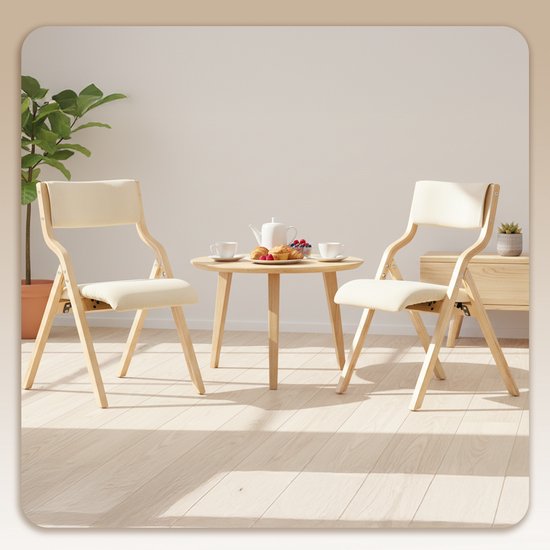 SoBuy Set of 2 Folding Chair, Office Chair with Upholstered Seat Cushion, Dining Chair, White, 49x80x54cm, FST40-Wx2 - pour la salle à manger, la cuisine, le salon ou le bureau à domicile