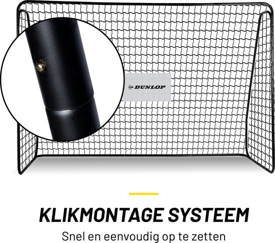 Dunlop Football Goal - But de football 300 x 205 x 120 cm - But de football grand format - Jouets d'extérieur pour enfants et adultes - Montage rapide - But d'entraînement de football - Métal - Noir