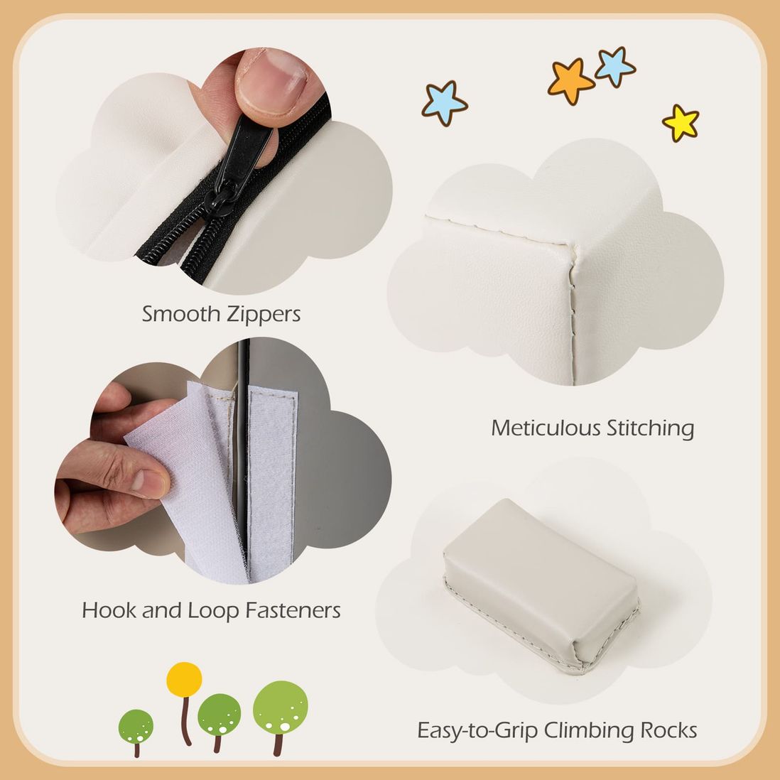 Coast 6-piece Foam Climbing Toy - 40×20×40 cm - White PU leather