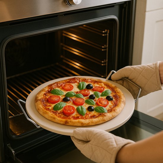 Pierre à pizza Alpina - Pierre à pizza pour barbecue et four - Ø 33 cm - Pierre à cuisson pour une croûte croustillante - Pierre de four résistante à la chaleur
