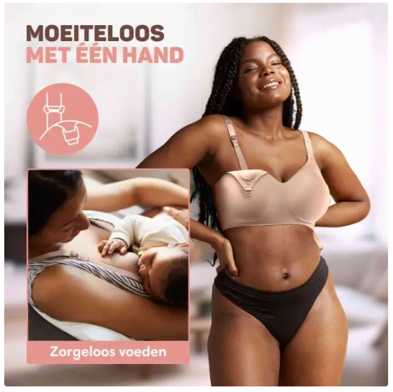 Vulpes Goods® - Soutien-gorge d'allaitement sans armatures - Taille large - Fermeture à une main, bretelles réglables et certification OEKO-TEX® - Pour l'allaitement et la grossesse - Mélange de coton crème