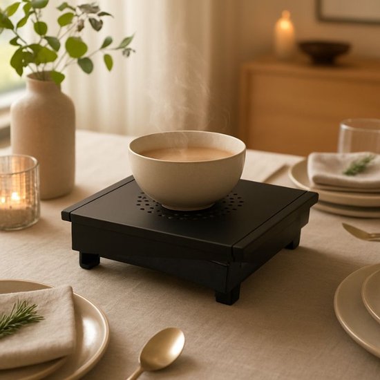 Plateau chauffant Ceruzo Compact – Réchaud – 1 bougie chauffe-plat – Noir