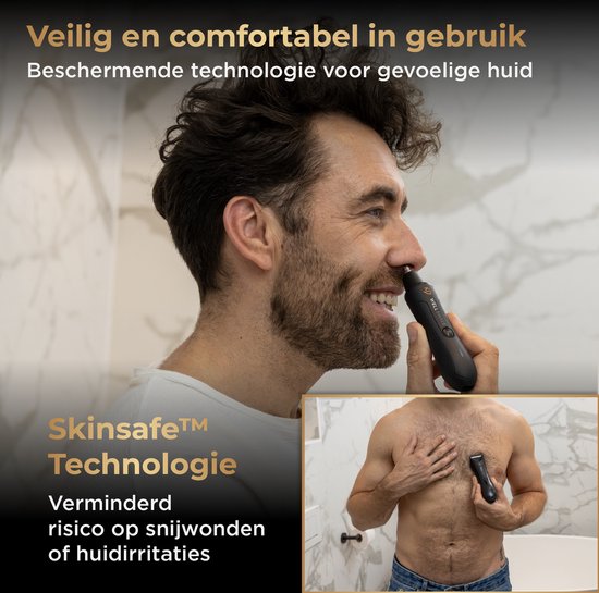 Wellshave Bodygroomer Men and Nose Trimmer - Shave Package 2.0 - Body Trimmer Men - Nose Trimmer Men - Nose Hair Trimmer Shaver for Nose, Pubic Area, Body & Nose