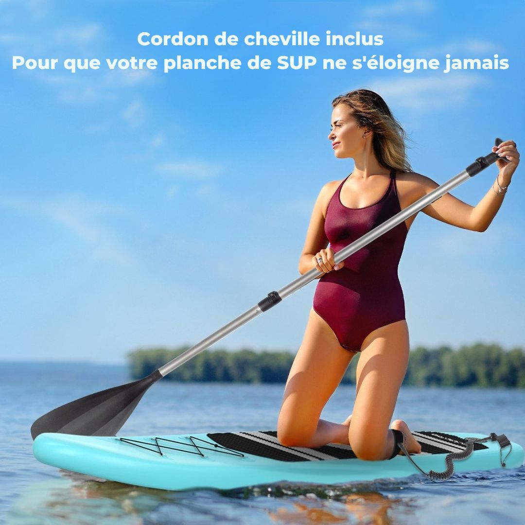 Paddle LifeGoods SUP Board - avec siège - Set complet - Max. 135KG - 320x81cm - Vert menthe/Noir