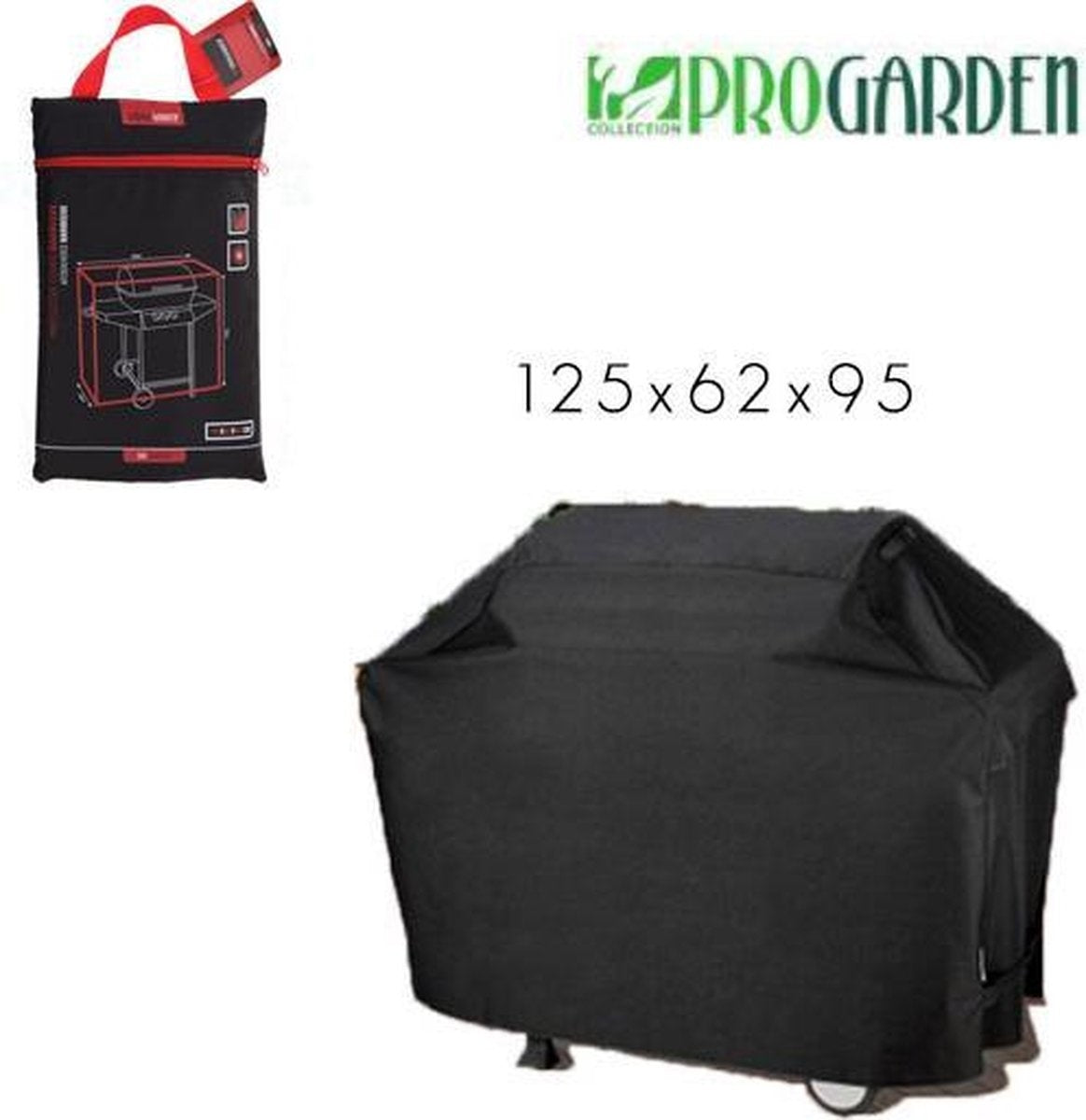 ProGarden luxe rechthoekige BBQ hoes - 125x62x95 cm - Met opbergtas