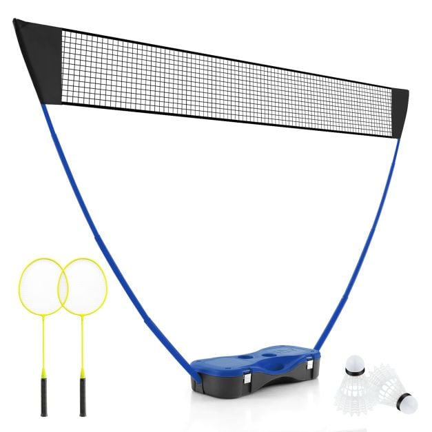 Coast Badminton set - Filet, 2 raquettes, 2 volants et boîte de rangement inclus - 270 x 33,5 x 160 cm - bleu