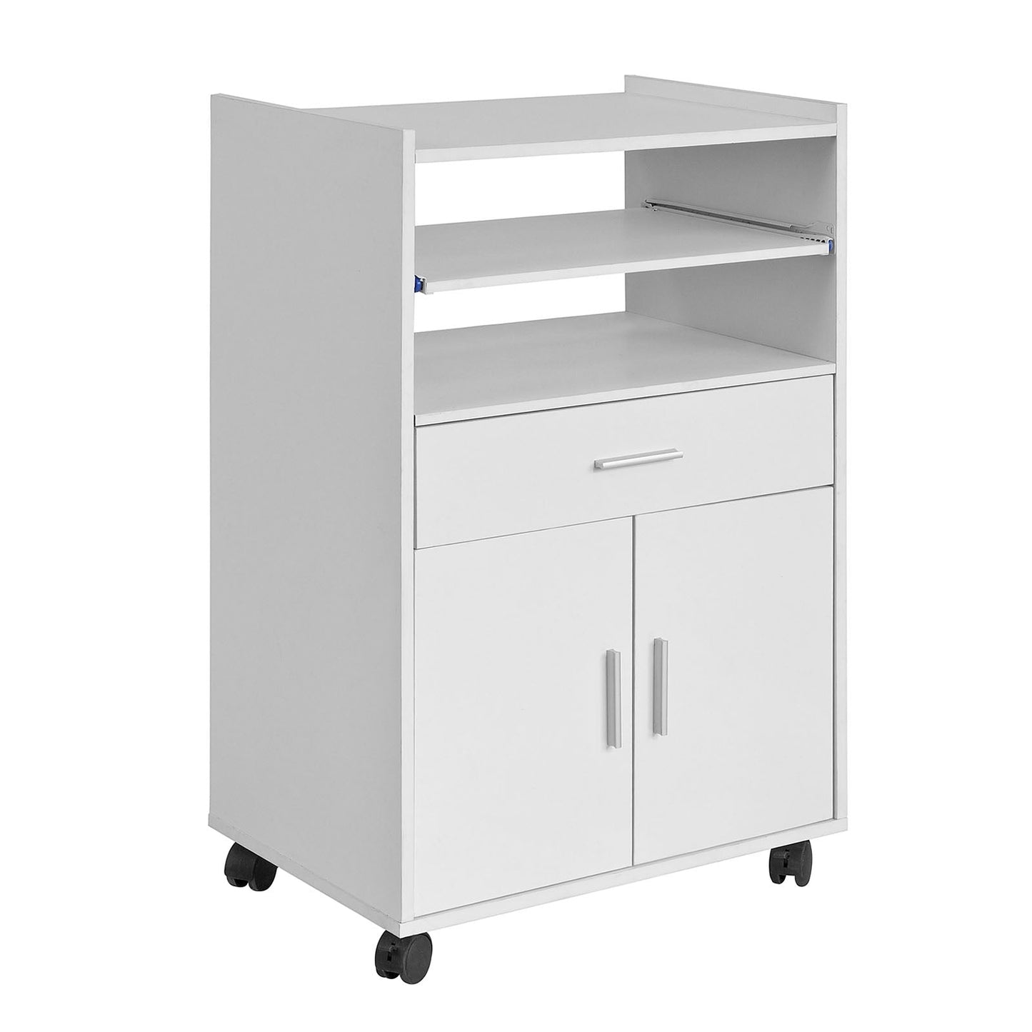 Meuble de cuisine à roulettes, SoBuy FSB09-W, Tiroir 2 portes et étagères, Blanc, 59x92x40 cm