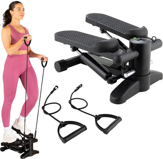 Tunturi Stepper - Stepper de fitness - Stepper - Step d'aérobic - Fitness - Avec écran et sangles de résistance - Noir