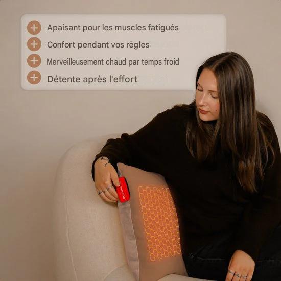 Auronic Oreiller chauffant - Classic - 45x60 - Sans fil - Rechargeable - Oreiller électrique - Infrarouge - Rose poudré