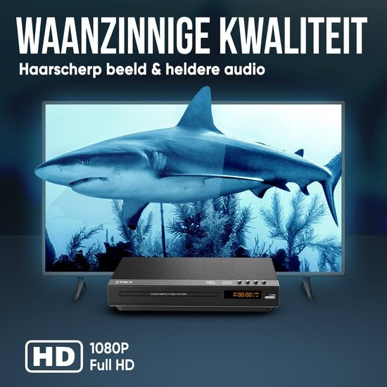 Strex Lecteur DVD avec HDMI - Full HD 1080P - Télécommande - USB - HDMI/RCA - Sans région - Noir