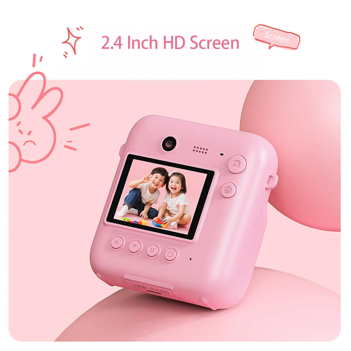 Appareil photo instantané Songdian pour enfants - Impression immédiate - Rose