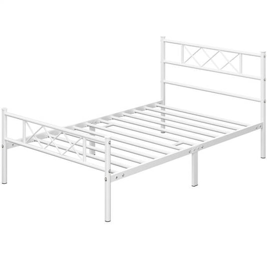 Cadre de lit en métal Yaheetech - Avec tête et pied de lit - Capacité de charge de 800 lb - Espace de rangement de 32 cm sous le lit - Sans sommier