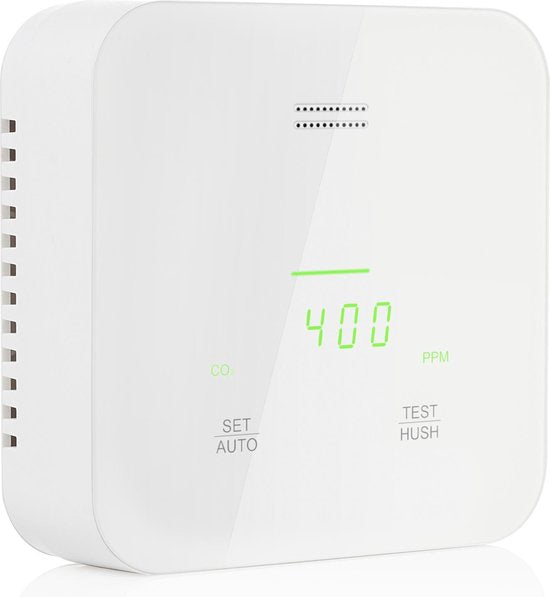 Smartwares FGA-13900 - Détecteur de qualité de l'air (dioxyde de carbone) - Alarme CO₂ - 85 dB - 3 capteurs - Alerte vocale
