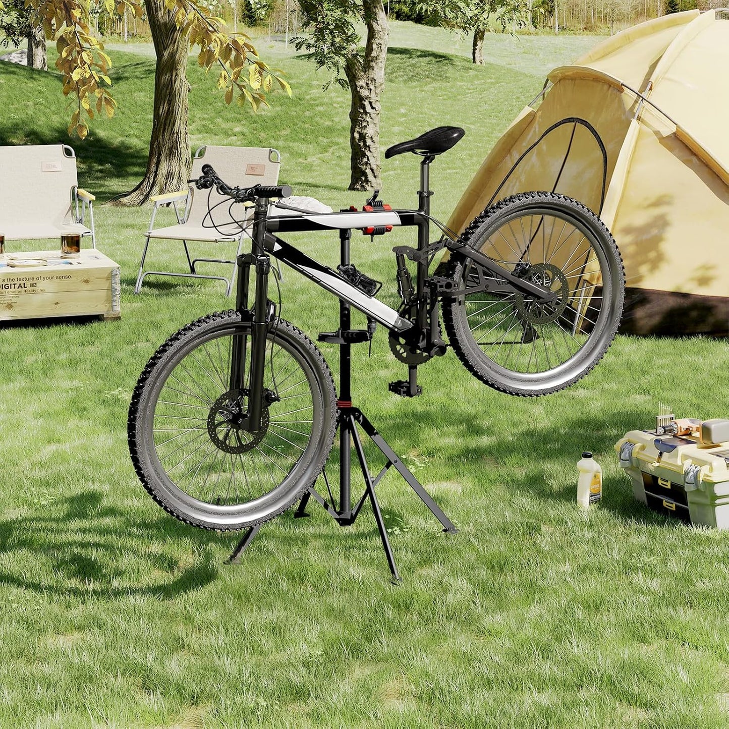 Support de montage pour vélo WOLTU Noir - Réglable de 105 à 185 cm - Pivotant à 360° - Jusqu'à 25 kg