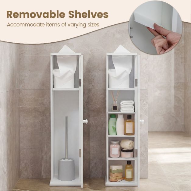 Meuble de salle de bains Coast Smalle – 5 compartiments de rangement – 17 x 16 x 69 cm – Blanc
