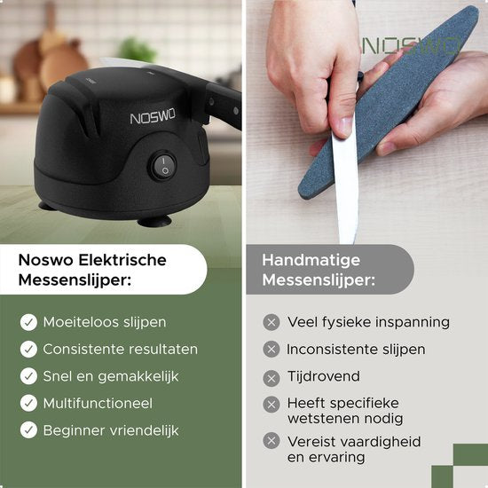 Noswo Aiguisoir électrique pour couteaux - Multifonctionnel - Convient aux couteaux, tournevis et ciseaux - Antidérapant - Noir