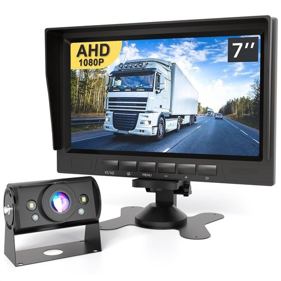 Strex Set de caméra de recul filaire HD 1080P - écran 7" - 18LED Vision nocturne 15m - IP69 Waterproof - Caméra de recul