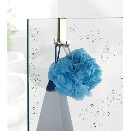Wenko Vieste Crochet double pour paroi de douche, argent mat - Pour porte de douche jusqu'à 8 mm